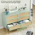 thumbnail image 6 of Brafabhome Rattan 6 Drawers Dresser for Bedroom, Vintage Boho Double Dresser Wicker Chest with Wooden Legs for Living Room Hallway| Mint, 6 of 7