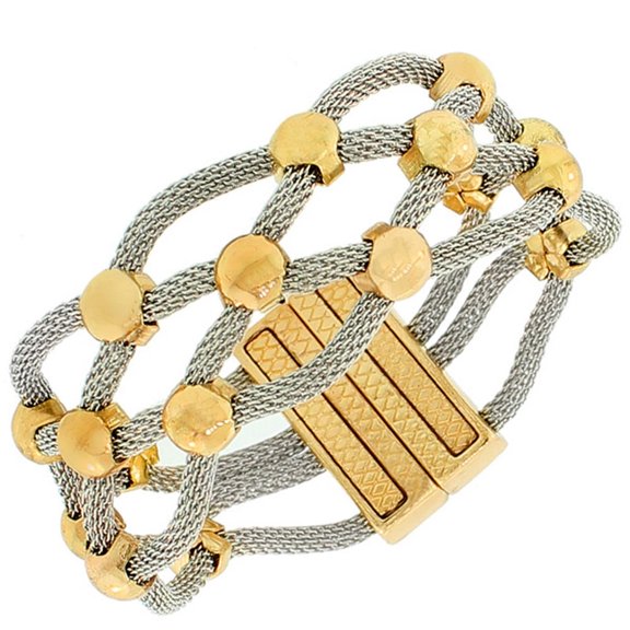 Fashion Alloy Two-Tone Wide Mesh Fashion Bangle Bracelet