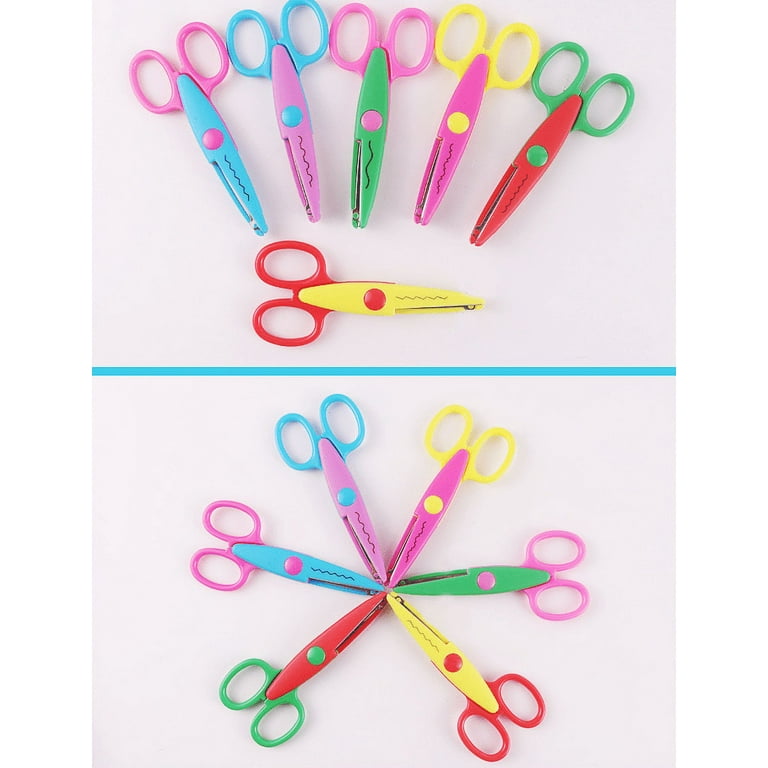 Artrylin Assorted Colors Crafting Paper DIY Craft Scrapbooking Supplies  Scissors Decorative Edge Scissors for Teachers Kids Toddler Safety 6  Patterns 6 Pack 