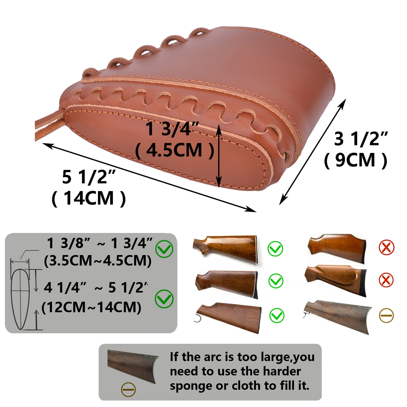 WAYNE'S DOG Full Grain Leather Gun Recoil Pad Buttstock Extension for Rifles Shotguns