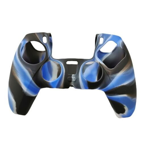 LNGOOR pour Manette PlayStation 5 PS5, Étui de Protection en Silicone avec Poignée, Noir+bleu