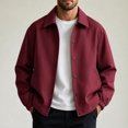 thumbnail image 2 of FRSASU Men's Casual Coach Jacket Snap Button Closure Collared Loose Fit Lightweight Windbreaker Outerwear Wine, 2 of 6