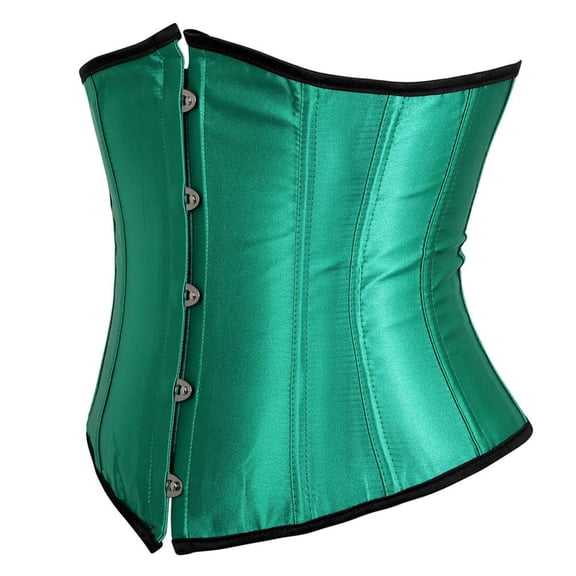 Women's Gothic Classic Satin Lace Up Boned Underbust Corset Bustiers Top Green 5XL