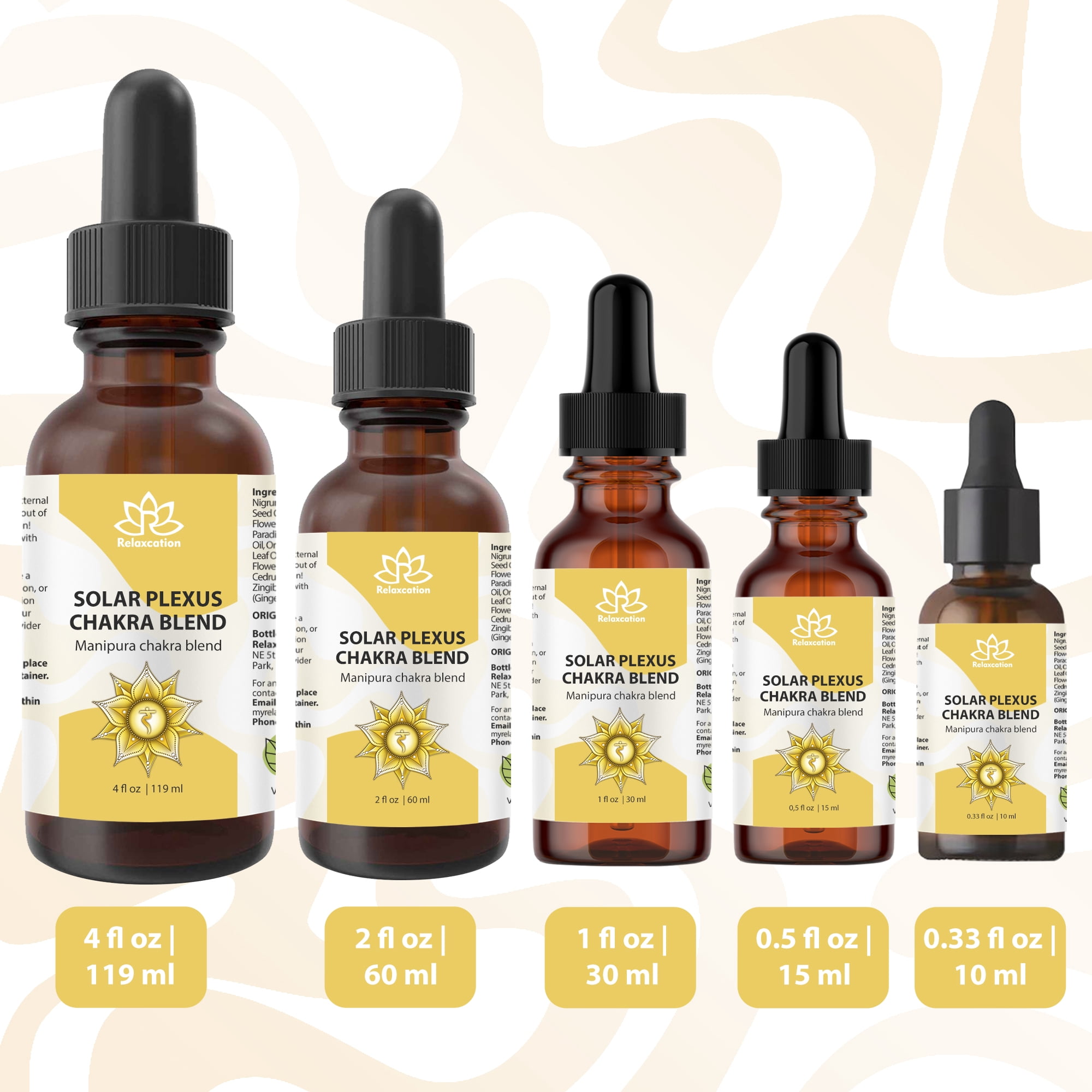 Solar Plexus Chakra Essential Oil Blend (Manipura) – Aromatherapy Diffuser Oil 4 fl.oz by Relaxcation