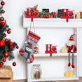 thumbnail image 2 of UNIQOOO Red HOHOHO Christmas Stocking Holder Set of 3, Max 2Lbs, Heavy Duty, Padded Grip Bottom, HoHoHo Christmas Mantel Hooks Fireplace Garlands Wreath Decoration Hanger, w/ Bells Candy Cane Ribbons, 2 of 9