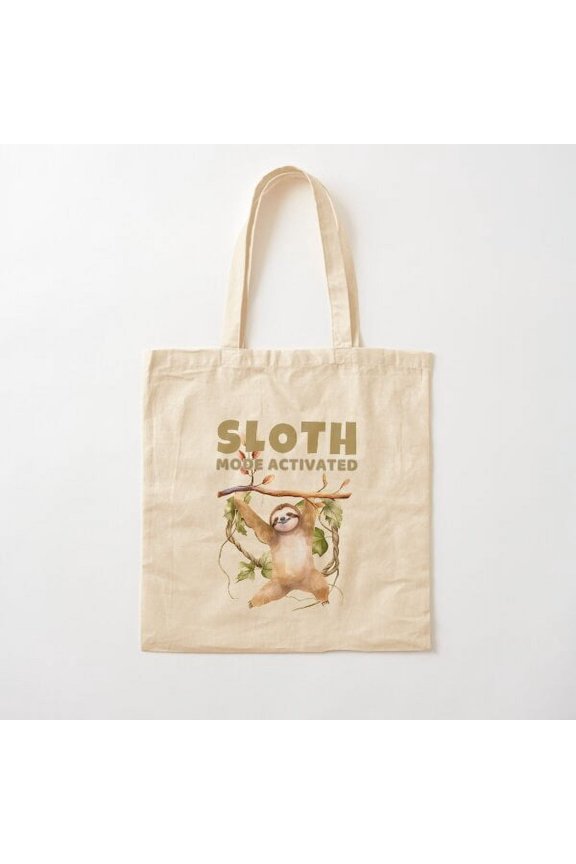 Sloth Mode Activated. Slow Living Canvas Tote Bags, Reusable Shopping Bag