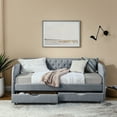thumbnail image 4 of Twin Size Daybed with 2 Storage Drawers, Upholstered Daybed with Side Pocket, Sofa Bed Frame for Living Room, Bedroom and Guest Room, No Box Spring Needed, Grey, 4 of 8
