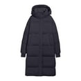 thumbnail image 6 of Women Long Puffer Jacket with Hood Pockets Heavyweight Full-zip Winter Coat Mid Length Loose Warm Thick Overcoat (XL, Black), 6 of 7