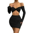 thumbnail image 2 of Women's 2-Piece Crop Top & Bodycon Skirt Set - Ruched Design - Sexy Party Outfit (XS-XXL), 2 of 4
