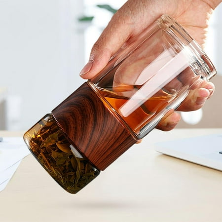 

Double-Walled Glass Tea Infuser Bottle Portable Travel Mug With Strainer