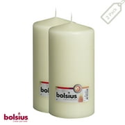 Bolsius 4 X 8" Ivory Unscented Pillar Modern Holiday Candles for Wedding, Dinner, Church, Home/Party Decor | 120 Hrs Smokeless Long Burning Dripless Candles - 2 Pack