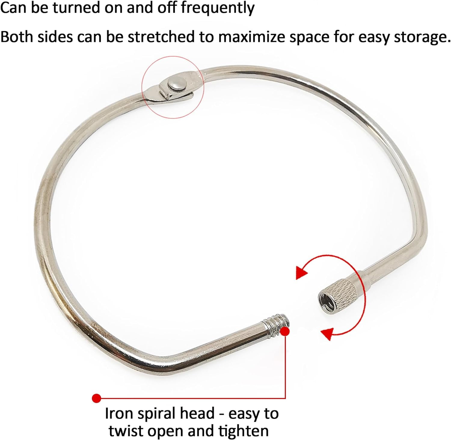 5 Inch Extra Large Key Ring:D-Shaped Binder Rings Easy Locking and Secure Opening,Sturdy Metal Rings,Loose Leaf Rings for Office and School Use,Silver,10PCS (5 Inch,Silver)