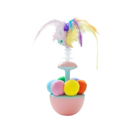 Cheapark Self-Righting Cat Feather Toy - 360&deg;Rolling Sway Balls & Teaser Set Ideal for Indoor Cats Interactive Fun