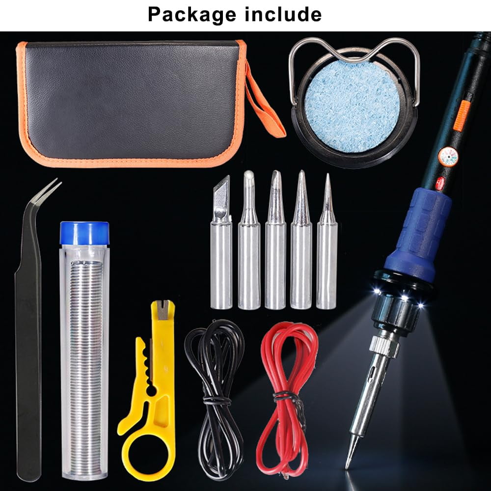 Treedix 60W 13 in 1 Soldering Iron Kit with with 3 LED Light Portable Soldering Gun Welding Tool 5 pcs Solder Tips for Metal,Jewelry,Electric Repair