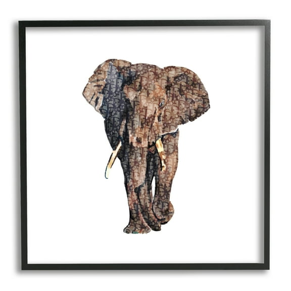 Stupell Glam Symbol Wildlife Elephant Animals & Insects Painting Black Framed Art Print Wall Art
