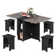 thumbnail image 2 of Uforic 5 Pieces Folding Dining Table Set with 4 Chairs, 55'' Drop Leaf Table Set with Storage Racks & Wheels，Multifunction Table Extension Dinner Table Set for 4 Peoples for Small Space, Gray, 2 of 11