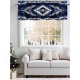 thumbnail image 3 of Abstract Ethnic Style Pattern Valances for Windows Retro Blue White Weaving Art Kitchen Valance Curtain Rod Pocket Small Curtains for Cafe Bathroom Laundry Basement 42" x 12", 3 of 8