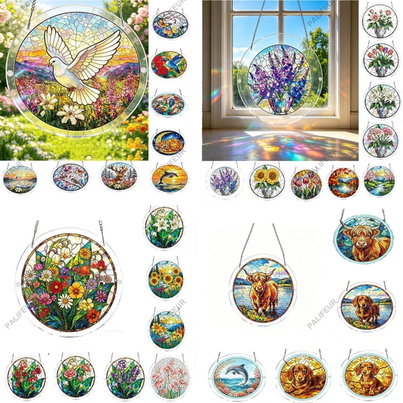 Suncatcher Sun Catchers Indoor Window Acrylic DIY Puzzle Tree of Life 7.4 Inch Window Hanging Home Garden Decor House Warming Gifts for Women by PALIFEUR