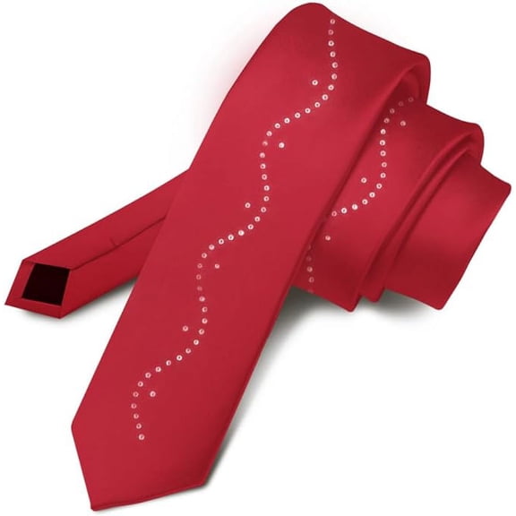 Vittorio Farina Solid Satin Skinny Necktie with Rhinestones