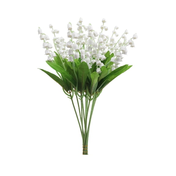 10 Stems Artificial Lily Of The Valley & Bellflower Sprigs, Faux Greenery Floral Branches, Silk Fake Bloom Arrangement Stems, Home Wedding Vase Decor Floral Supplies