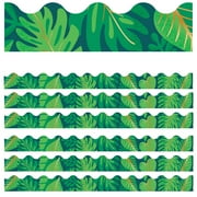 Carson Dellosa Education Scalloped Border, One World Tropical Leaves, 39' Per Pack, Set Of 6 Packs