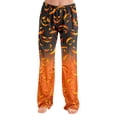 thumbnail image 3 of Adult Halloween Print Pajama Pants Loose Fit Sleep Pants for Women Men No Drawstring Soft Comfy Casual Loungewear Sleepwear for Home Halloween Party Yellow B S, 3 of 5