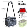 thumbnail image 6 of Dinosaur and Foliage Navy Blue Pattern Insulated Lunch Box for Women Men, Medium Leakproof Cooler Bag with Adjustable Strap, 10"x6.7"x8", 6 of 6