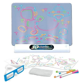 3D Drawing Board LED Graphic Drawing Tablet Portable Glow Board Doodle  Magic Glow Pad with 3D Glasses Writing Board Educational Toy Gift For Kids  