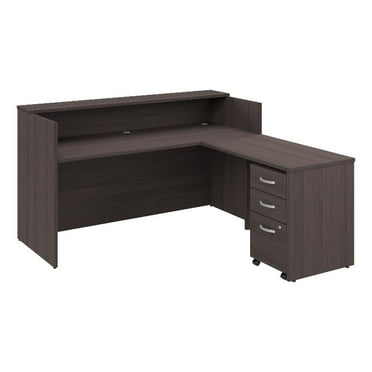 Arrive 72W x 72D L Reception Desk with Drawers in Storm Gray - Engineered Wood
