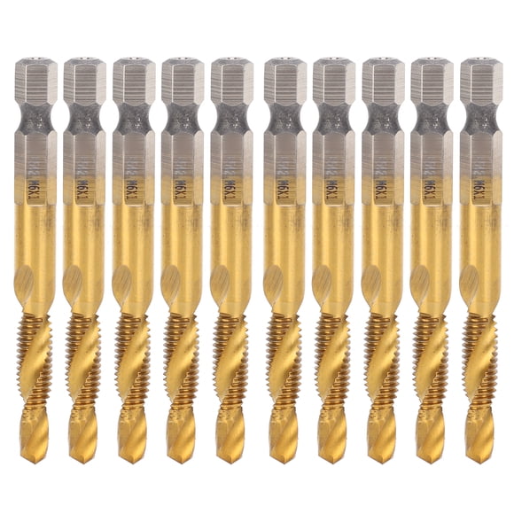 Screw Tap,10Pcs Hex Shank Screw HSS Spiral Flute Tap Screw Machine Accessory Professionally Tested