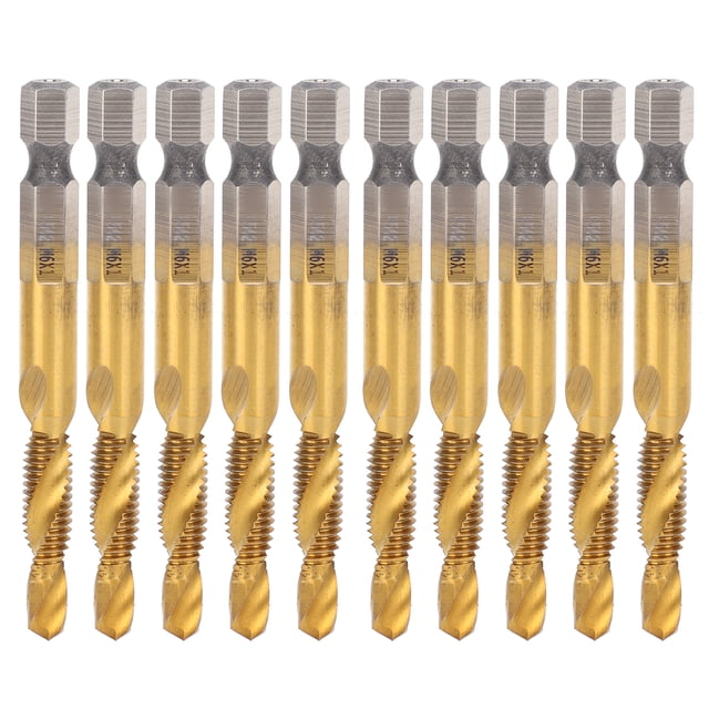 Oubit Tapping Tool,10Pcs Hex Shank Screw HSS Spiral Flute Tap Hex Shank Screw Tap Precision Engineered
