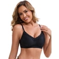 thumbnail image 4 of DARING DIVA Lace Trim V-Neck Wireless Bra Adjustable Spaghetti Straps Lift Up XL Black, 4 of 6