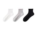 thumbnail image 2 of Ruffled Seamless Ankle Socks for Women, Thin Breathable Cotton Short Socks with Moisture Wicking for Summer & Office Wear, 3 Pairs Light Gray, 2 of 3