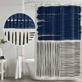 thumbnail image 5 of Navy Blue Striped Shower Curtain, Waterproof Shower Curtains for Bathroom, Farmhouse Stripes Modern Abstract Art Washable Fabric Bathtub Curtain Set Bath Decor with 12 Hooks Standard 72"x72", 5 of 8