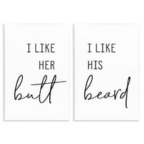 Stupell Industries Her Butt His Beard Funny Romantic Typography Painting Unframed Art Print Wall Art, 13 x 19, Set of 2