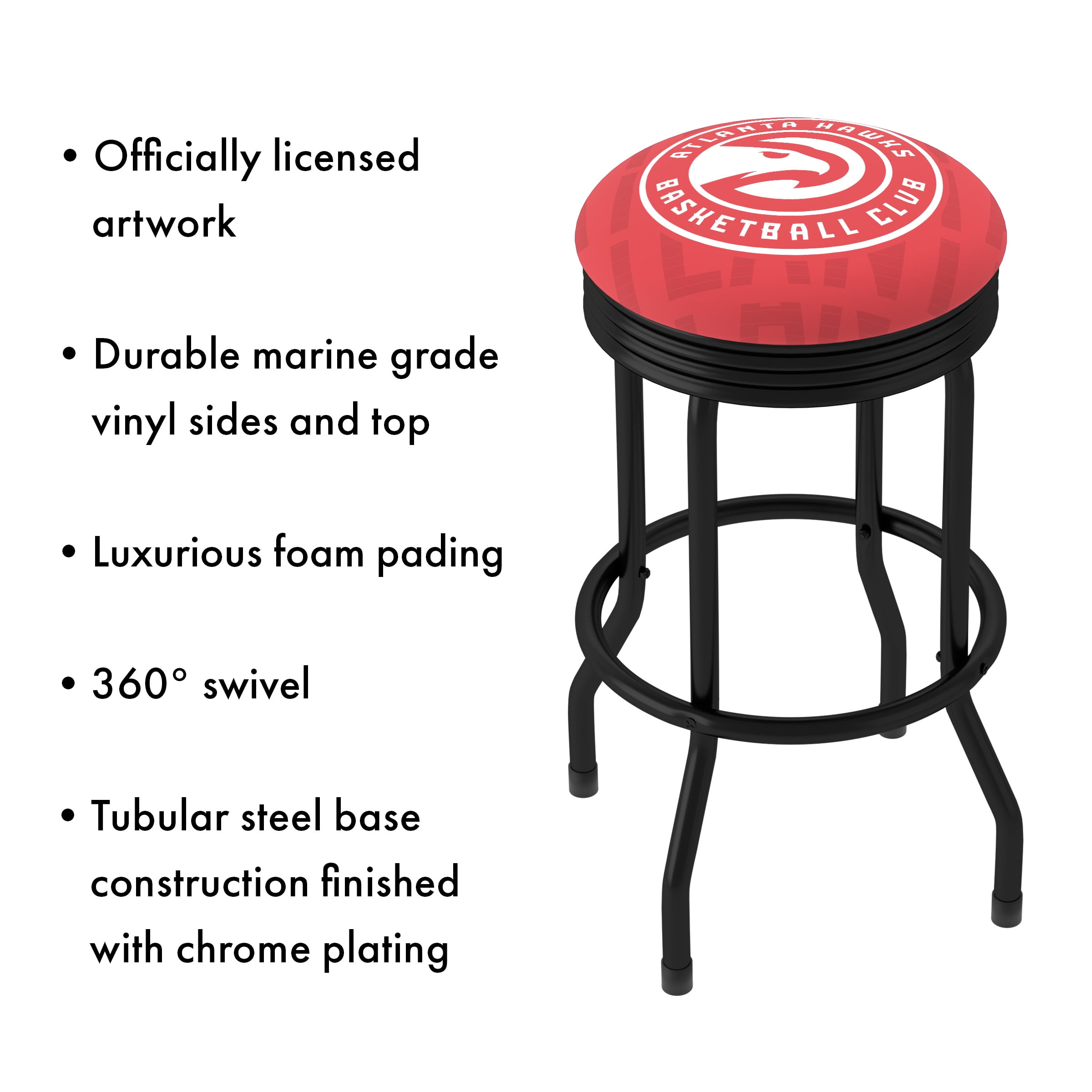 Trademark Gameroom Atlanta Hawks City Black Ribbed Barstool