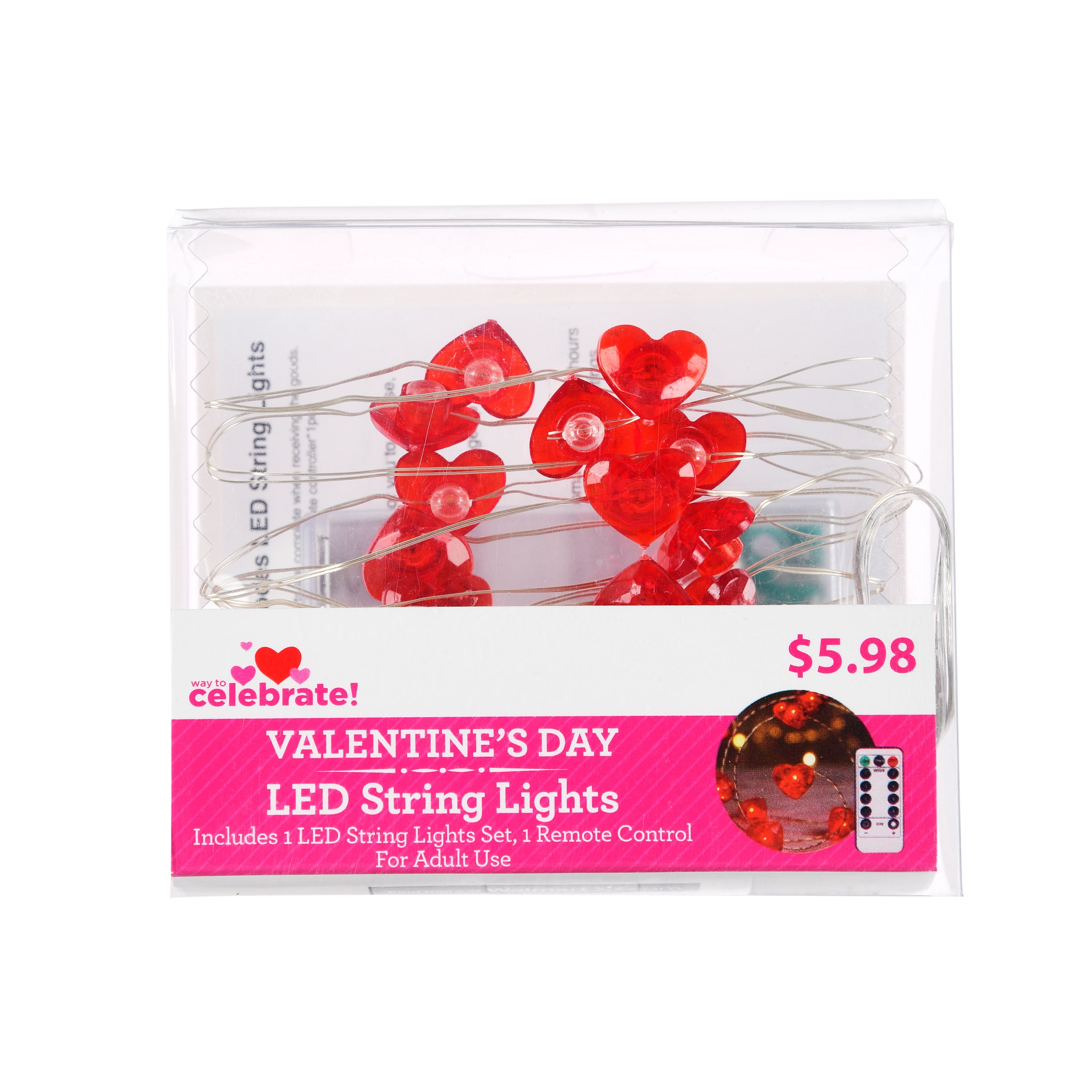 Way To Celebrate Valentine's Day LED String Lights, Hearts - Walmart
