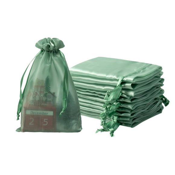 Bolsas de organza QIANF, color verde salvia, 15 x 15 cm, para regalos de boda, 20 unidades