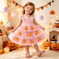 thumbnail image 2 of OOOUM Girls Tutu Dress Kids Strap Tiered Halloween Party Dress Toddler Pumpkin Decor Flutter Sleeve Outfits 6-12 Months, 2 of 9