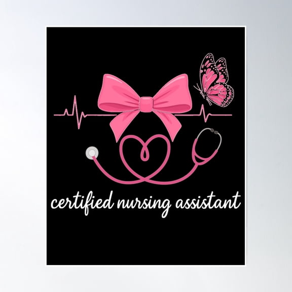 Certified Nursing Assistant Cna Stethoscope Butterfly Poster Wall Art, Modern Wall Decor, 8x12 UNFRAMED