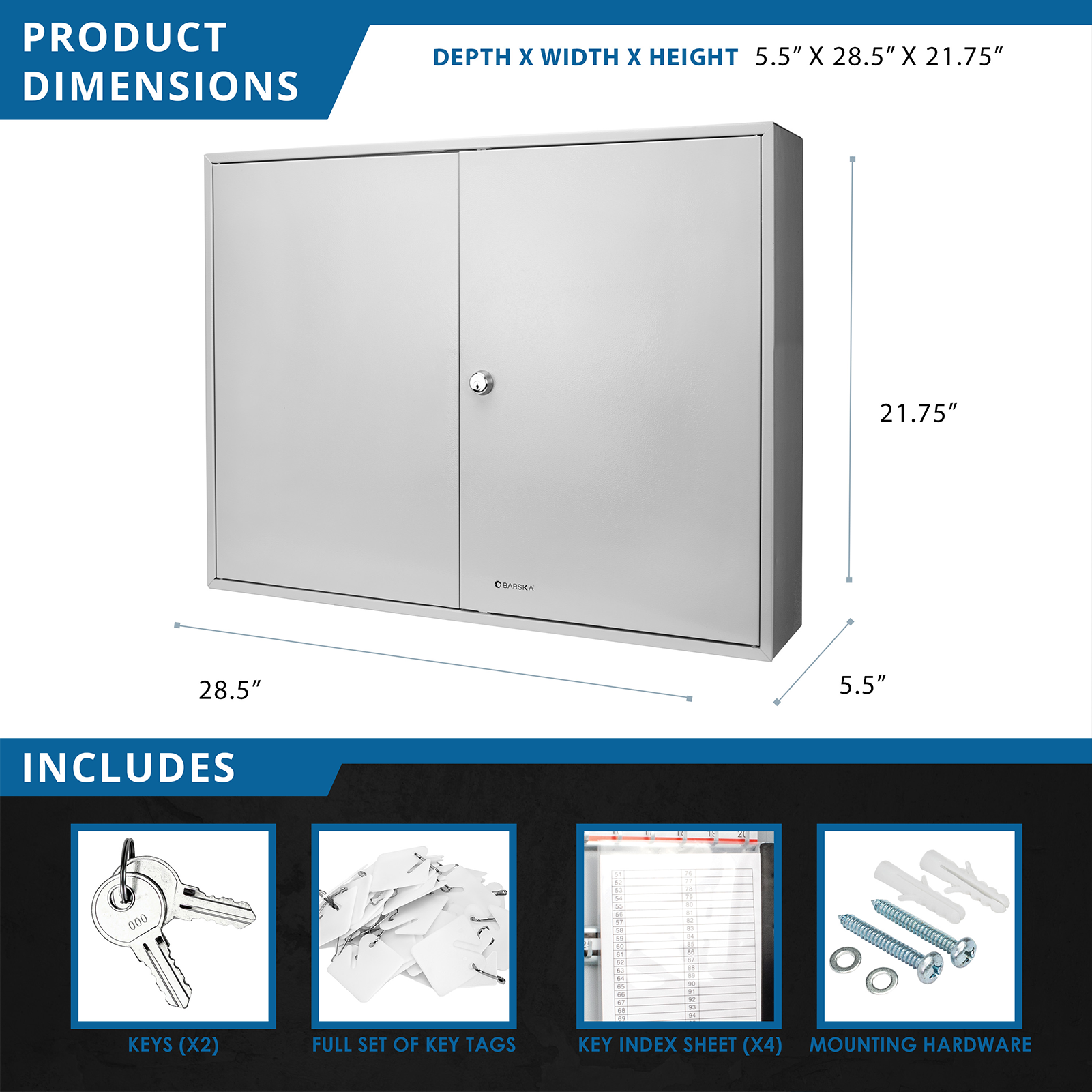 Vacmaster 320 Key Adjustable key cabinet lock box – Solid Steel Key Cabinet Wall-Mount Organizer,Key Organizer Key Safe for Home Office Garage Rental Business,with Numbered Hooks, Color Tags