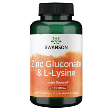 Swanson Zinc Gluconate & L-Lysine - 2-In-1 Formula 90 Veg Caps