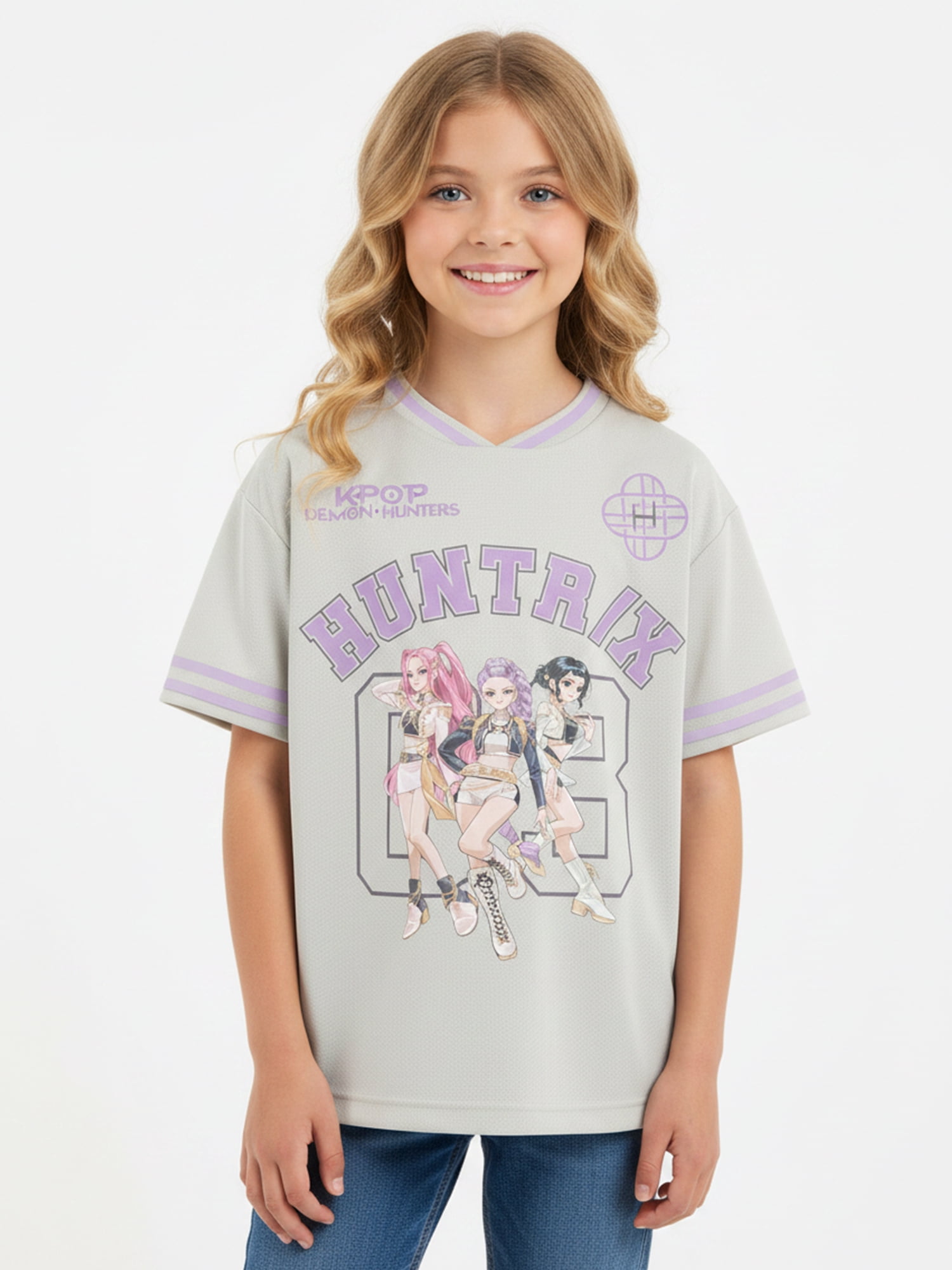 K-Pop Demon Hunters, Girls' & Big Girls' Graphic Jersey Tee, Huntrix Derby Core, Sizes 4-16