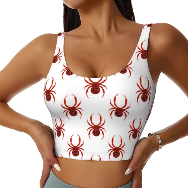 Fotbe Spiders Insects Sujetador Deportivo Largo sin Aros para Mujer con Almohadillas y Soporte Medio, Transpirable y Absorbente, Camiseta Tipo Chaleco o Tank Top-Medium