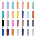 thumbnail image 2 of Double Layer Plastic Cup Frosted Rubber Paint Water Cup 16oz Straight Straw Cup, 2 of 4