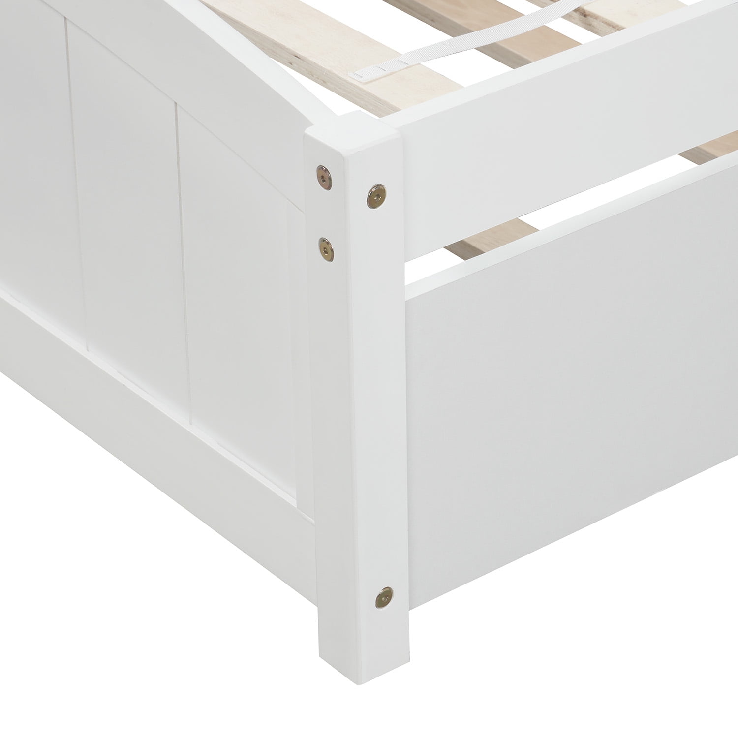 Holaki Wood Twin Size Bed with Trundle for Kids , White
