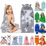 ESHOO Baby Boys Girls Hooded Bath Towels, Toddler Cartoon Hooded Bathrobes Shower Towel Beach Towels