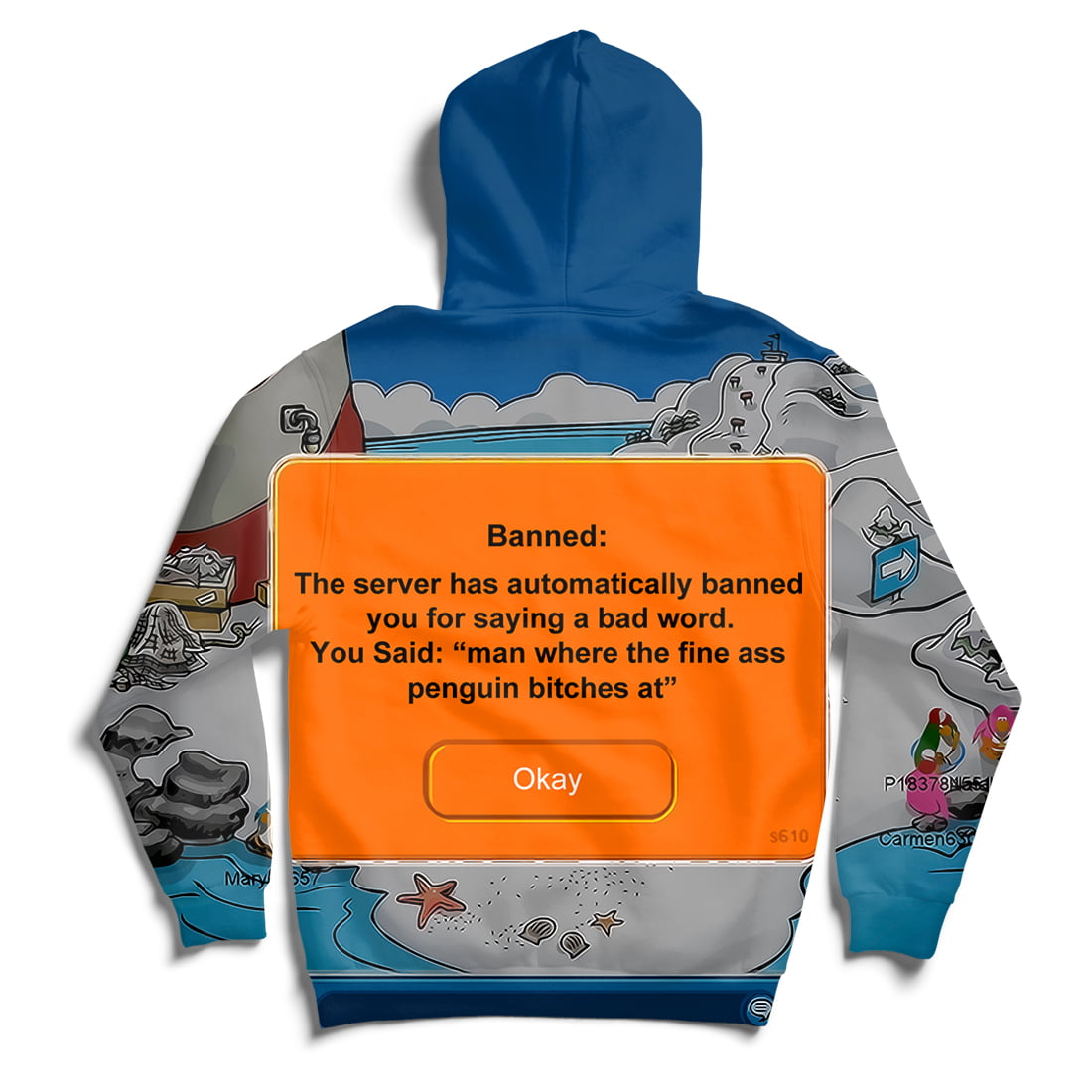 Club Penguin Ban Graphic Pullover Hoodie | Unisex, Up to 4XL 