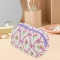 thumbnail image 6 of Unique Bargains 1 Pc Cartoon Print Bow Rose Style Drawstring Makeup Bag for Vacation Purple Polyester, 6 of 6