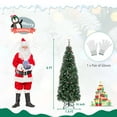 thumbnail image 3 of Costway 6 FT Pre-Lit Christmas Tree Slim Pencil Hinged with 250 Lights & 618 Branch Tips, 3 of 10